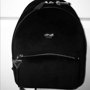 BRAND NEW Black Guess Velour Backpack